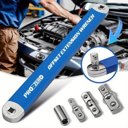 Flex Head Ratchet Wrench Set 2-in-1 Offset Extension with 1/2" 1/4" 3/8" Adapters – 180° Swivel High Torque Non-Slip Handle for Tight Spaces, DIY & Mechanic Hand Tool