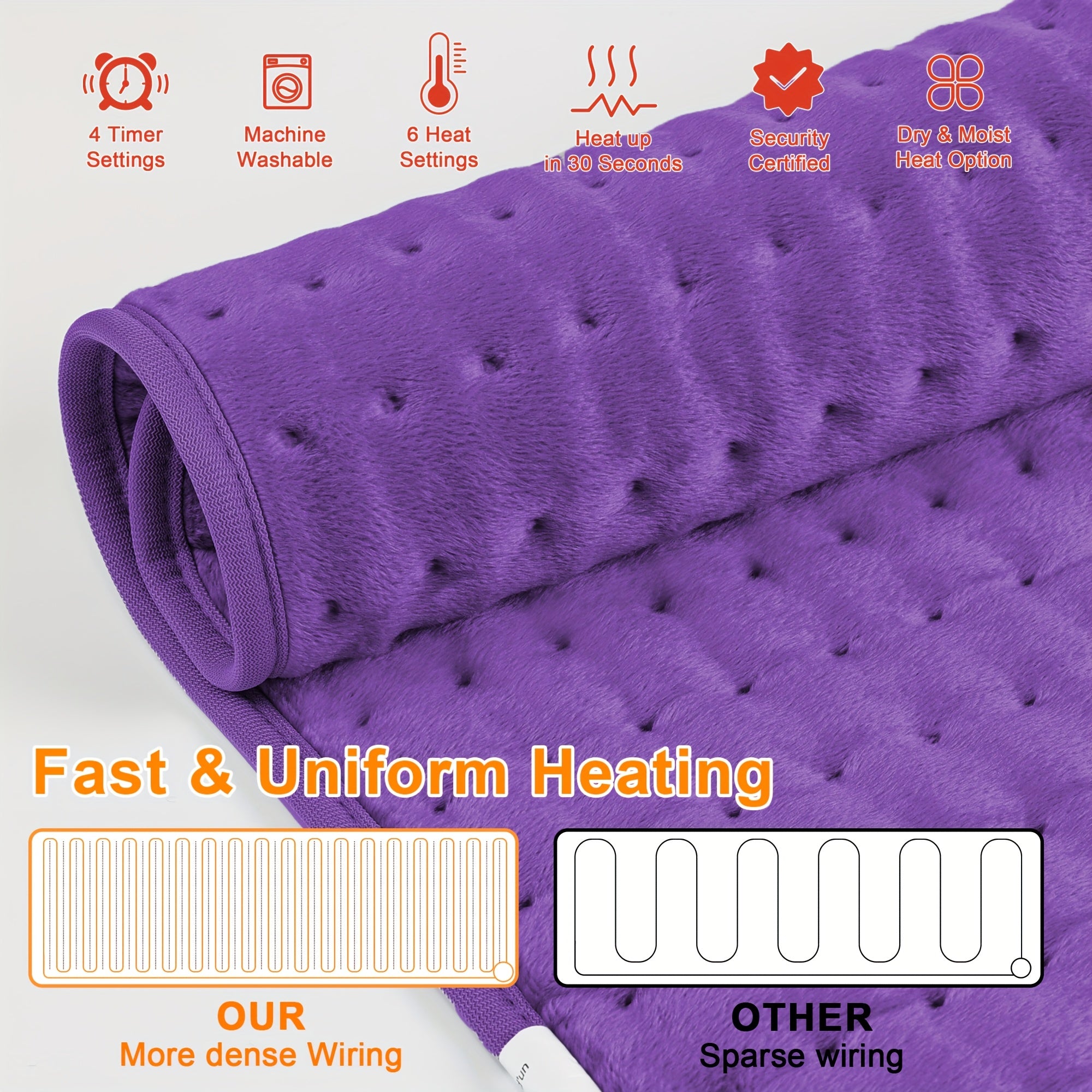 XL Heating Pad, 24in X 12in, 6 Heat Levels, Quickly Heats Up To 140 ° F, Automatically Shuts Off In 2 Hours, Leg, Shoulder, Knee, Neck Heating Pads, Machine Washable, Perfect Christmas Gift For Parents, Men And Women