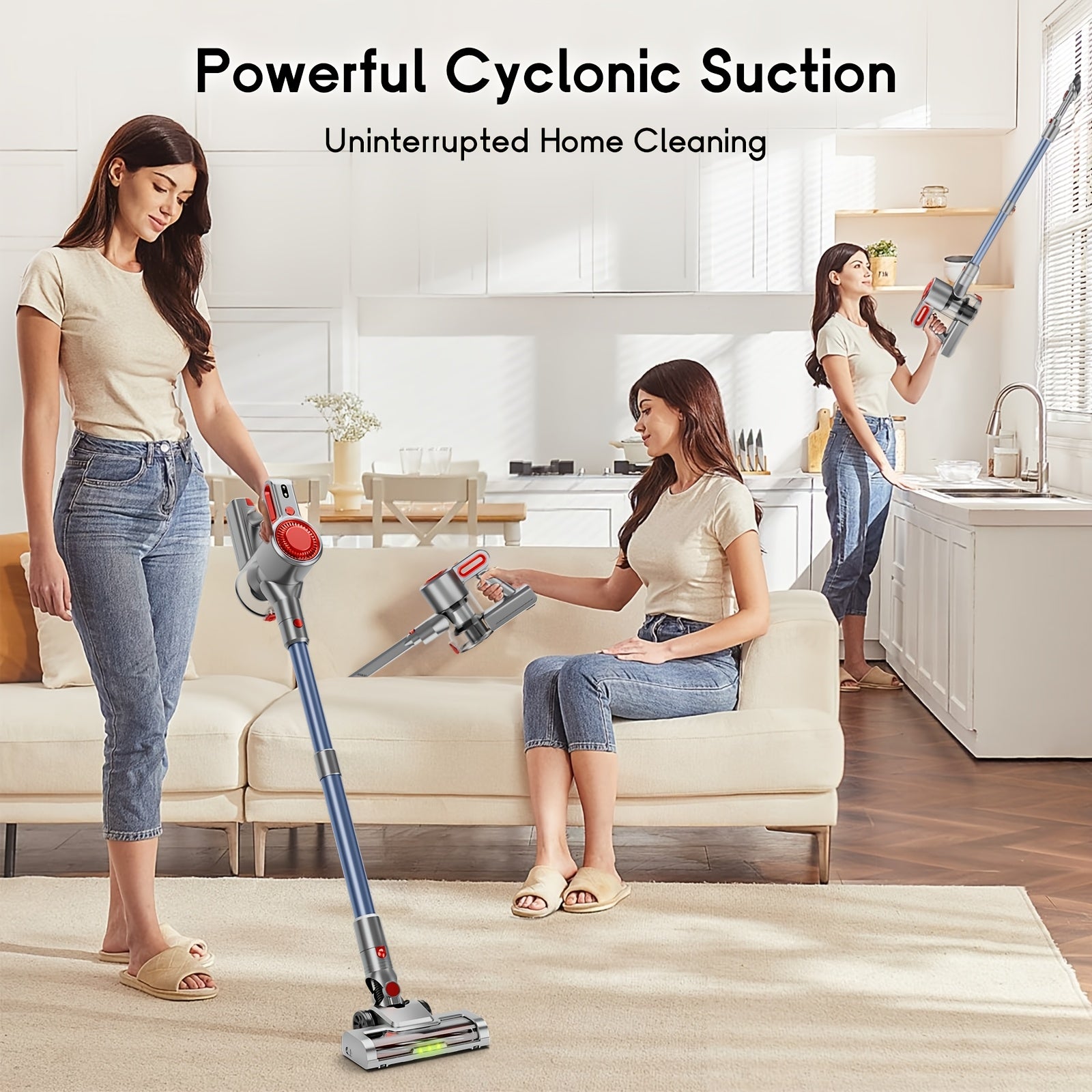 Max 68Kpa Vacuum Cleaner for Home - Lightweight, Stick Vacuum Clean with Large-Capacity Battery, Max 45Mins Runtime, 8in 1 Handheld Vacuum for Hardfloor & Carpets Pet Hair Includes Corded And Cordless Vacuum Cleaners