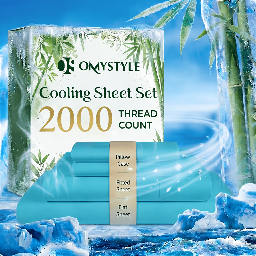 Ultra-Soft Summer Bamboo Sheet Set 4pcs – Breathable Cooling Bed Sheets with 16" Deep Pocket for Hot Sleepers, Includes Fitted Sheet, Flat Sheet & 2 Pillowcases, Twin Full Queen King, 7+ Colours