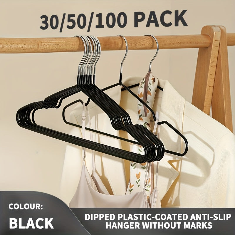 Heavy-Duty Anti-Slip Plastic Hangers 30/50/100 Pack – Standard Suit Hangers for Closet Organization, Bedroom, Dormitory & Wardrobe Storage