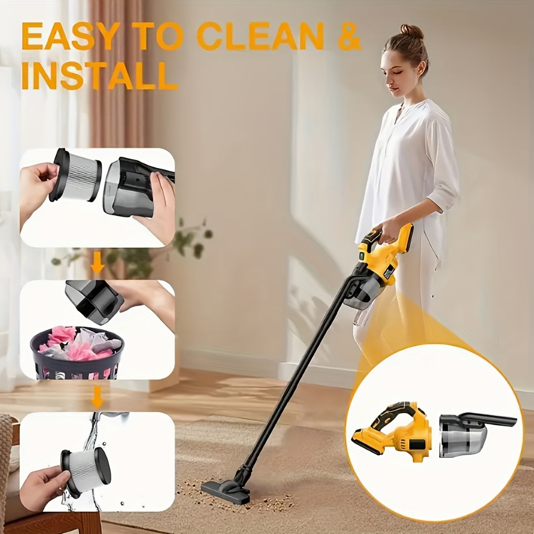 Cordless Handheld Vacuum Cleaner 5-in-1 for DeWalt 20V Battery, 500W Motor 46 CFM HEPA Filter, Portable Vacuum for Floors Carpets Cars – Yellow (Battery Not Included)