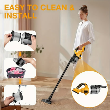 Cordless Handheld Vacuum Cleaner 5-in-1 for DeWalt 20V Battery, 500W Motor 46 CFM HEPA Filter, Portable Vacuum for Floors Carpets Cars – Yellow (Battery Not Included)