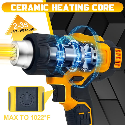Heat Gun for DW 20V MAX Battery, with a Maximum Temperature of 1022 Fahrenheit for Fast Heating. Designed for Applications Such As Soldering, Shrink Tubing, Crafts, Shrink Wrap And Wire Connectors (Batteries Not Included)