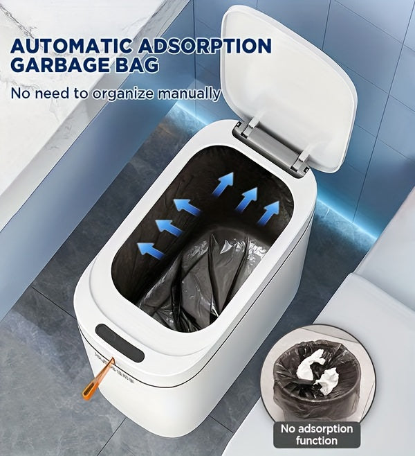 1pc/2pcs Touchless Smart Trash Can with Quiet Close Lid, Motion Sensor, And Exhaust Fan for Automatic Bag Expanding, Rechargeable Waste Bin for Kitchen, Office, Bedroom, Living Room, 0.3S Automatic Open Garbage Bin with 90/180 Trash Bags, Ideal Gift