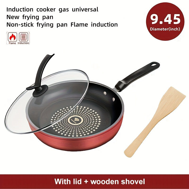 Cast Iron Frying Pan with Lid 24cm – Non-Stick Lightweight Skillet, Induction & Gas Compatible, Dishwasher Safe, Smokeless Cooking Pan for Steaks, Pancakes & Breakfast | ShopVora CA