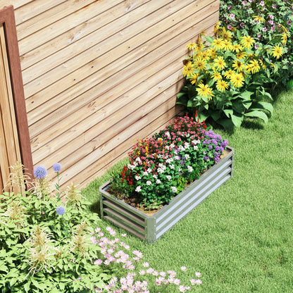 Galvanized Steel Raised Garden Bed 4x2x1ft – Outsunny Outdoor Metal Planter Box for Vegetables Herbs Flowers, Rust-Resistant Silver Galvanized Planter for Backyard Patio Garden – Easy Assembly