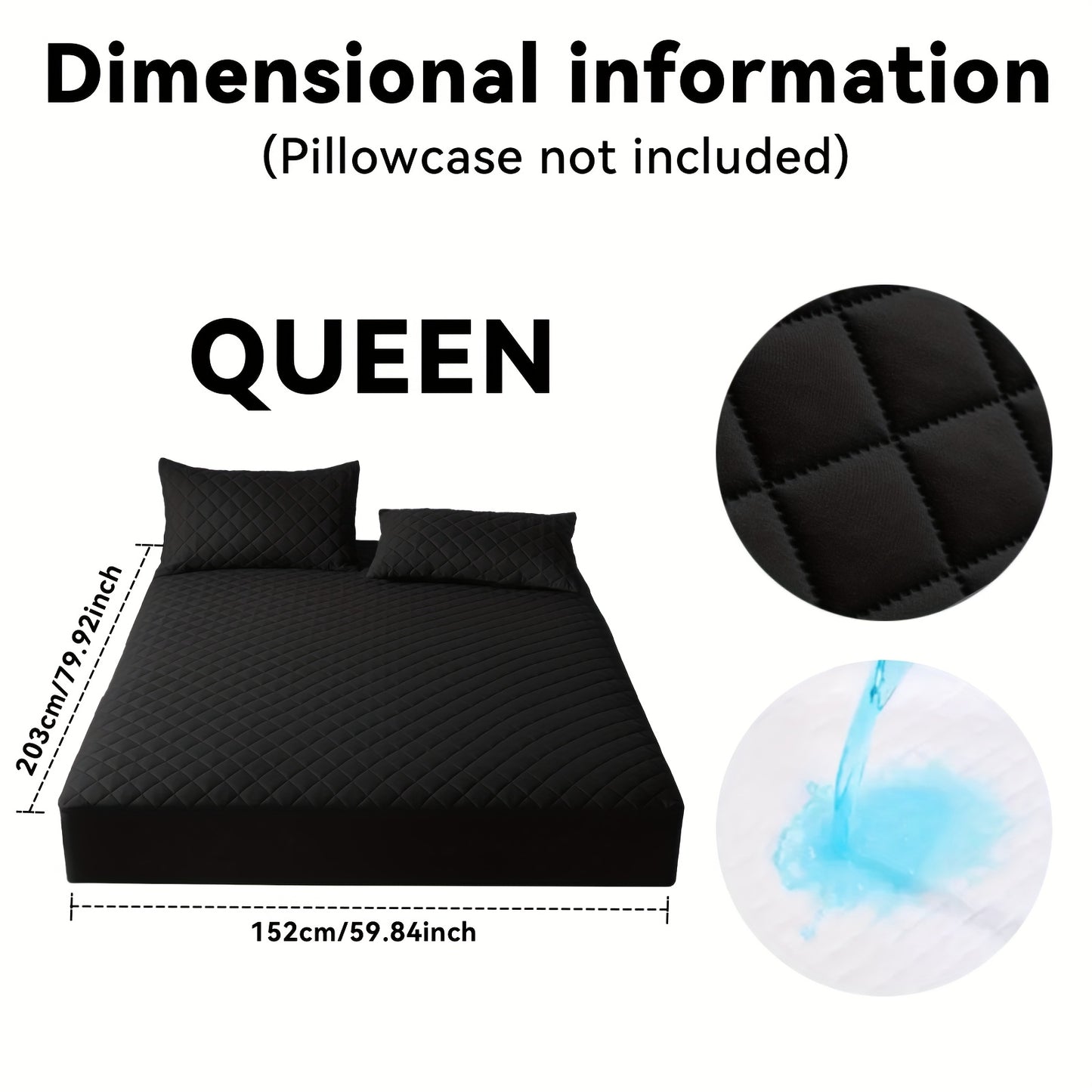 Thickened Waterproof Mattress Protector Soft Comfortable Fitted Bed Cover, Layered Insert Mattress Pad for Bedroom Guest Room Hotel, Twin Full Queen King Size, Blue Green Grey Black