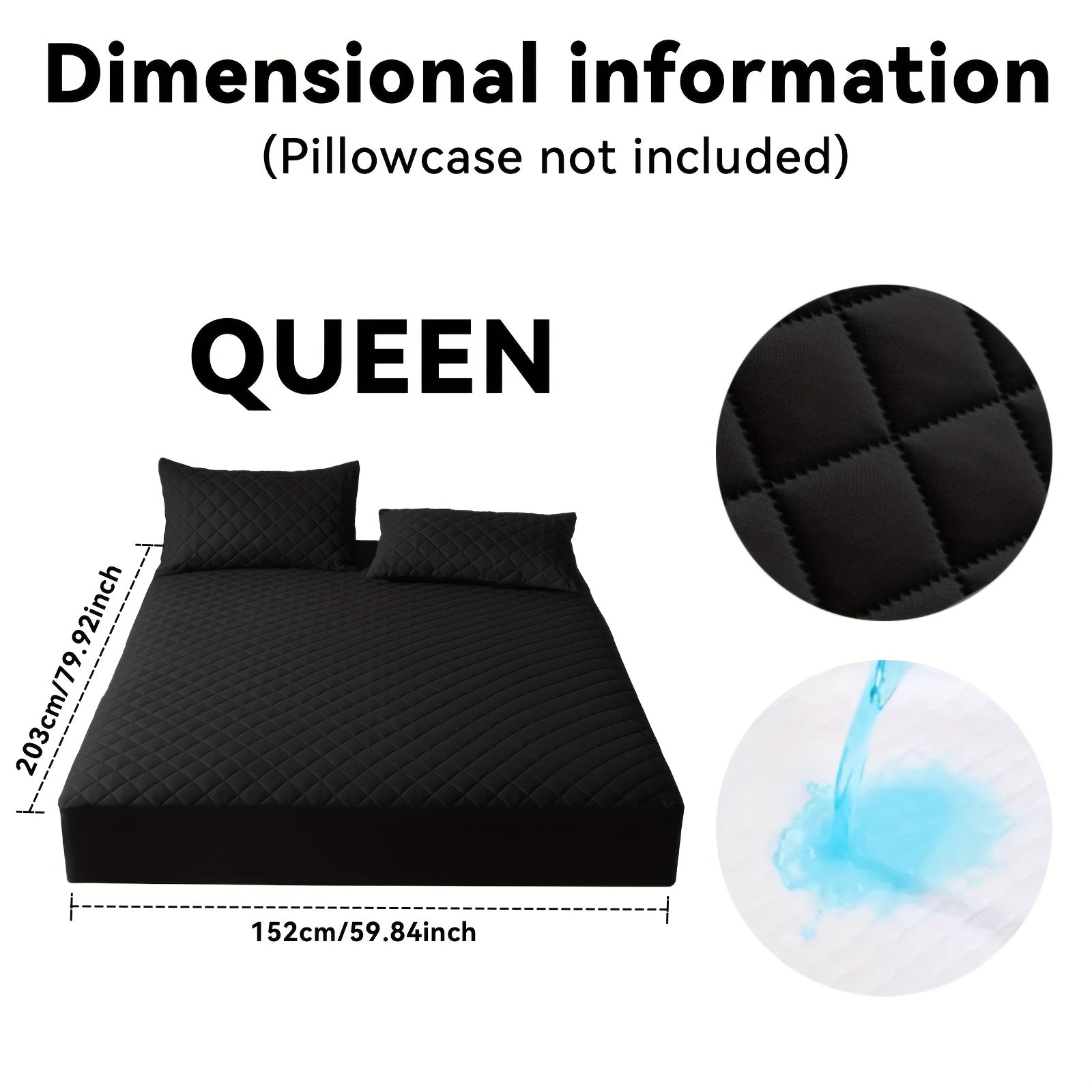 Thickened Waterproof Mattress Protector Soft Comfortable Fitted Bed Cover, Layered Insert Mattress Pad for Bedroom Guest Room Hotel, Twin Full Queen King Size, Blue Green Grey Black