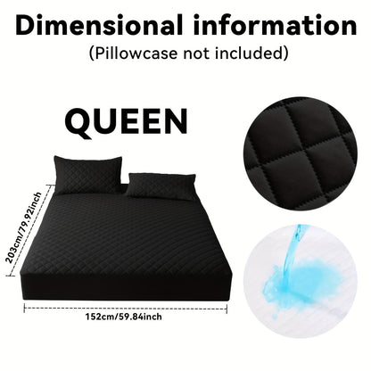 Thickened Waterproof Mattress Protector Soft Comfortable Fitted Bed Cover, Layered Insert Mattress Pad for Bedroom Guest Room Hotel, Twin Full Queen King Size, Blue Green Grey Black