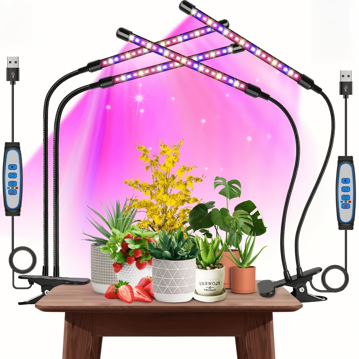1/2/3/4pcs 1pc-2Pack 2pcs-2Pack LED Grow Light, Full Spectrum Plant Lamp, 360° Gooseneck, USB Powered Red Blue Light, Indoor Plants, Seedlings, Flowers, Greenhouse, No Charger
