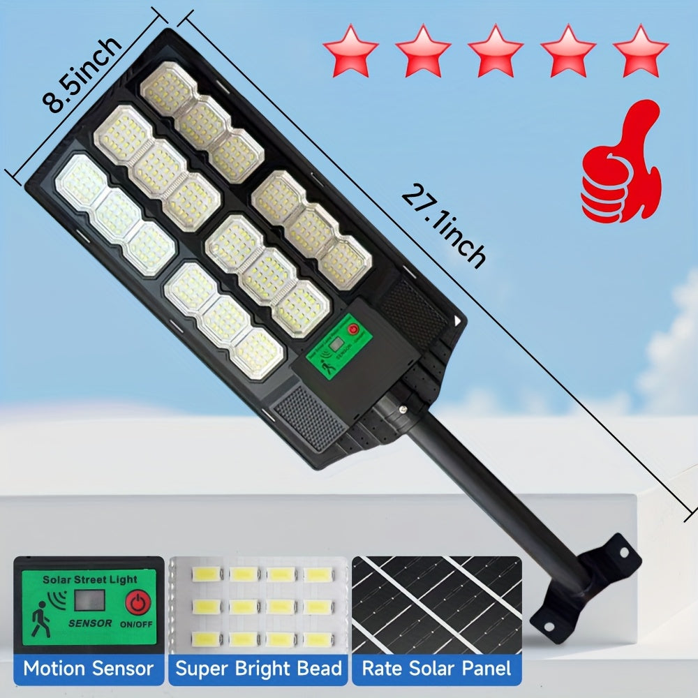 Super Bright Outdoor Solar Lights Wide Angle Motion Sensor, Auto Brightness Adjustment Dusk to Dawn Security Light for Parking Lot Courtyard Garden Garage Farm