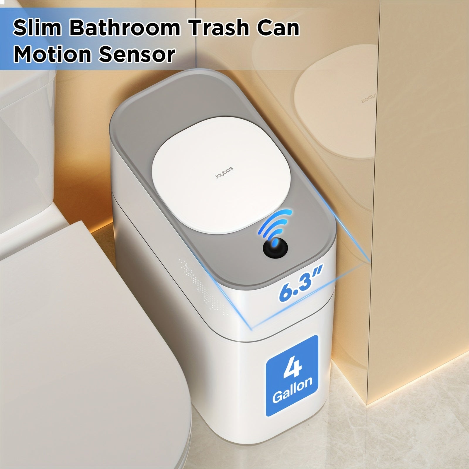 1pc Smart Slim Bathroom Trash Can with Lid, Battery Powered, Automatic Dustbin for Kitchen, Bedroom, Bathroom - No Battery Included