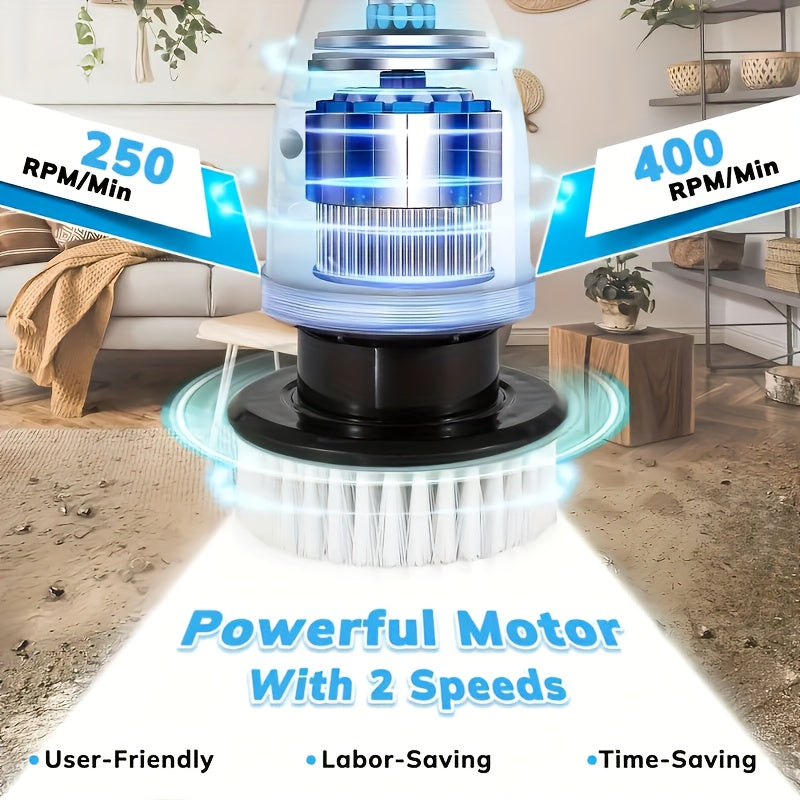 Electric Spin Scrubber for Cleaning, Electric Rotating Floor Washer, Wireless Shower Floor Scrubber, Replaceable 9 Brush Heads, 2 Speed And Adjustable Extension Handle, Kitchen Gadgets Suitable for Bathtub, Tile Floor, Glass, Car