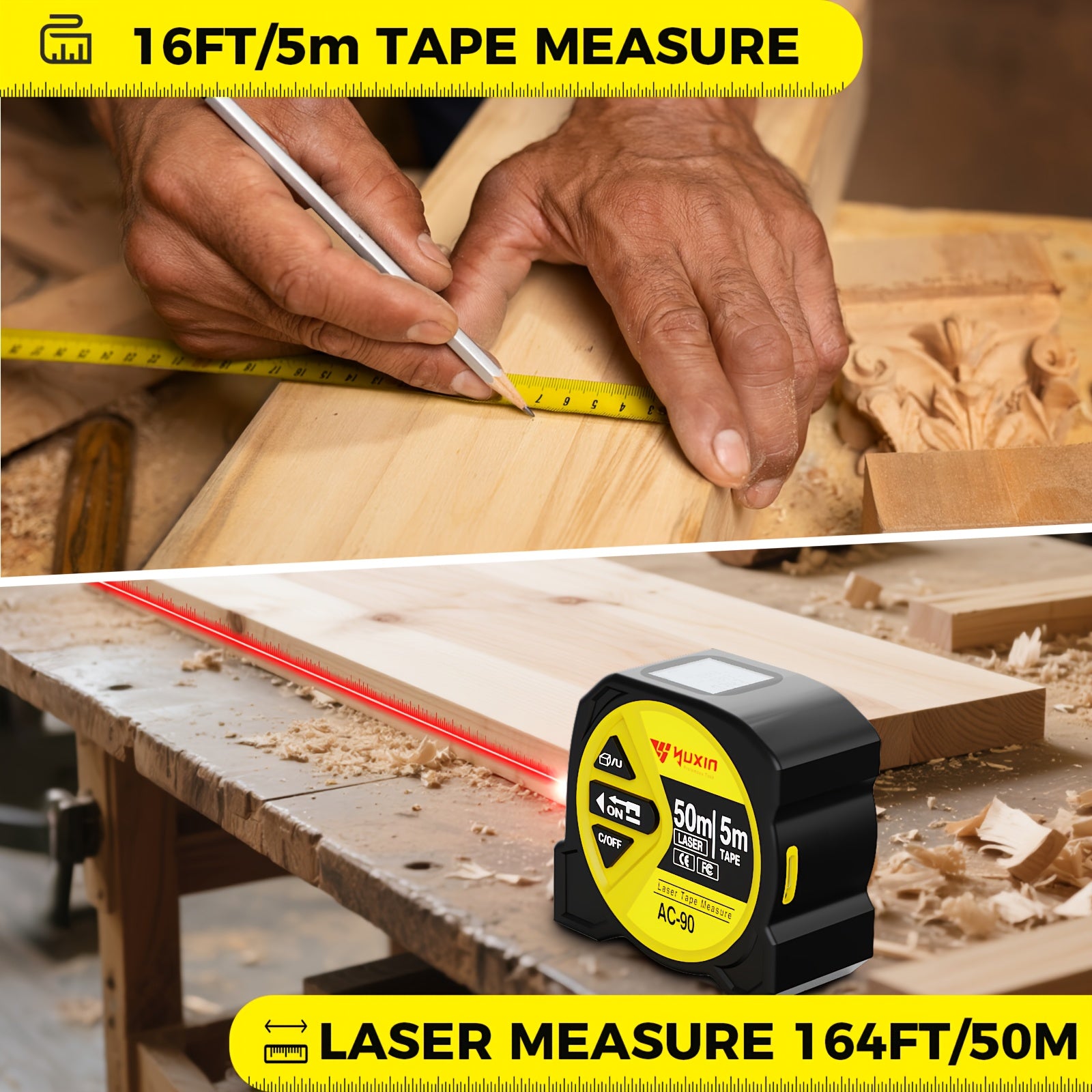 Measuring Tape New Model with USB Chargingdigital Measuring Tape, Laser Tape Measure with High Precision And Multi-function Three-in-one Infrared High-definition Intelligent Digital Display. Measuring Distance/Area/Volume, for Husband, Friends