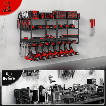 Multi-Layer Garage Tool Storage Rack Wall Mounted with Drill Holder Screw Rack Pliers Rack Hammer Rack – Power Tool Organizer for Workshop Shed, Multiple Size Options, Great Gift for Men