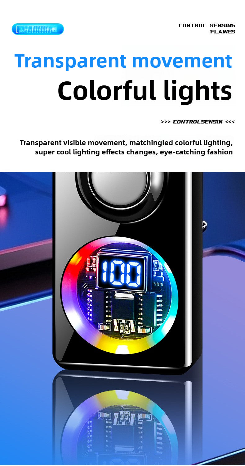 BNMQ 2025 Intelligent Voice Control Butane Lighter, 5 Ignition Modes, Visible Transparent Window, Portable Metal Flip Induction Lighter