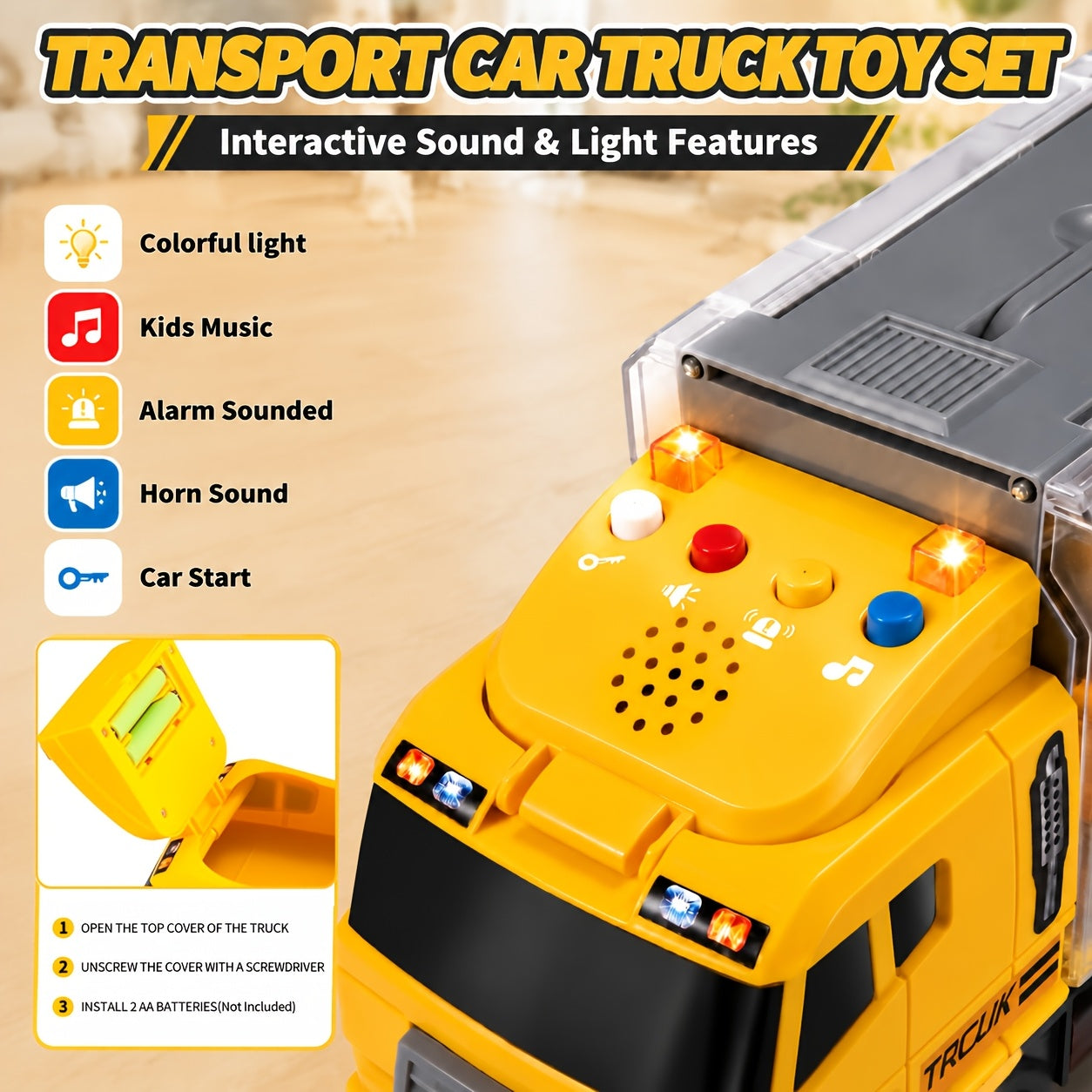 Construction Truck Toy Set With Play Mat, Carrier Truck Toys For Kids, Die-Cast Metal Toy Car Set, Fire Truck Car Kids Toys Christmas Birthday Gift For Boys Girls