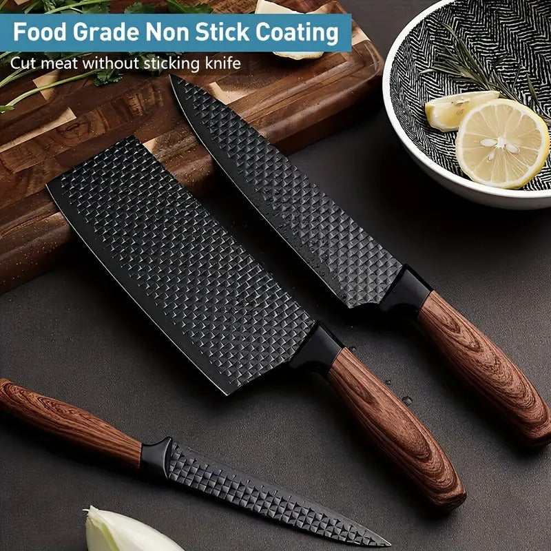 7pcs Kitchen Tool Set, Including Stainless Steel Kitchen Knives, Fruit Knives, Chicken Bone Scissors, Etc., Essential Items for Home Kitchens And Restaurant Cooking