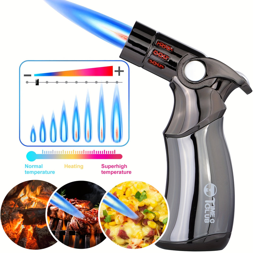 Butane Torch Lighter, Premium 4 Flame Big Kitchen Torch Lighters with Adjustable Refillable Multipurpose Culinary Blow Torch for Creme Brulee, Baking, BBQ (Butane Gas Not Included)