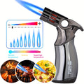 Butane Torch Lighter, Premium 4 Flame Big Kitchen Torch Lighters with Adjustable Refillable Multipurpose Culinary Blow Torch for Creme Brulee, Baking, BBQ (Butane Gas Not Included)