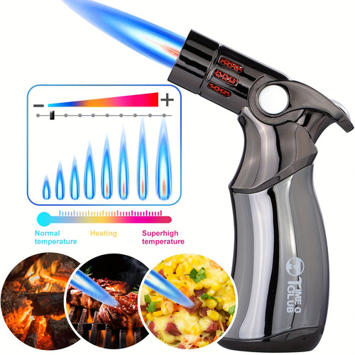 4-Flame Butane Kitchen Torch Adjustable Refillable – Premium Multipurpose Culinary Blow Torch for Creme Brulee, Baking & BBQ (Butane Gas Not Included)