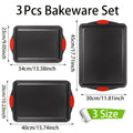 Non-Stick Baking Pan with Red Silicone Handle, Kitchen Baking Tray, Heat-Resistant And Non-Stick, Household Baking Pan, Cake Mold, Oven Cookie Baking, Rectangular Cookie Tray, Easy to Clean, Suitable For, Cakes, And Bread