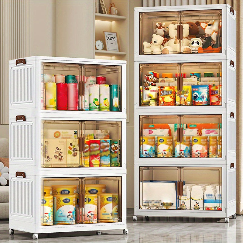2/ 3/ 4/ 5-layer Home Decorations Display Rack Big Capacity Storage Cabinet Plastic Foldable Shoe Shelf Collapsible Clear Shoe Boxes Stackable with Door Easy Assembly Living Room Stuff