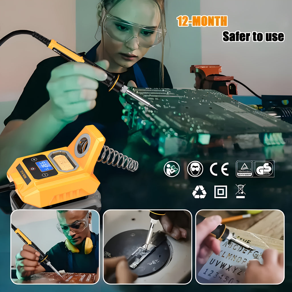 Cordless Soldering Station for Dewalt 20V Max Battery - Electric Digital LCD Display Soldering Iron Station Fast Heating Up Soldering Station for DIY, Suitable for electrical maintenance (excluding batteries), DIY Projects, Home Repairs, Compact Design, P