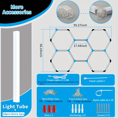 Hexagon LED Garage Lights 25-Pack 26400LM Super Bright – Large Ceiling Shop Lights for Garage, Workshop, Warehouse, Gym, Basement & Car Detailing | High Lumen LED Panel Light Canada