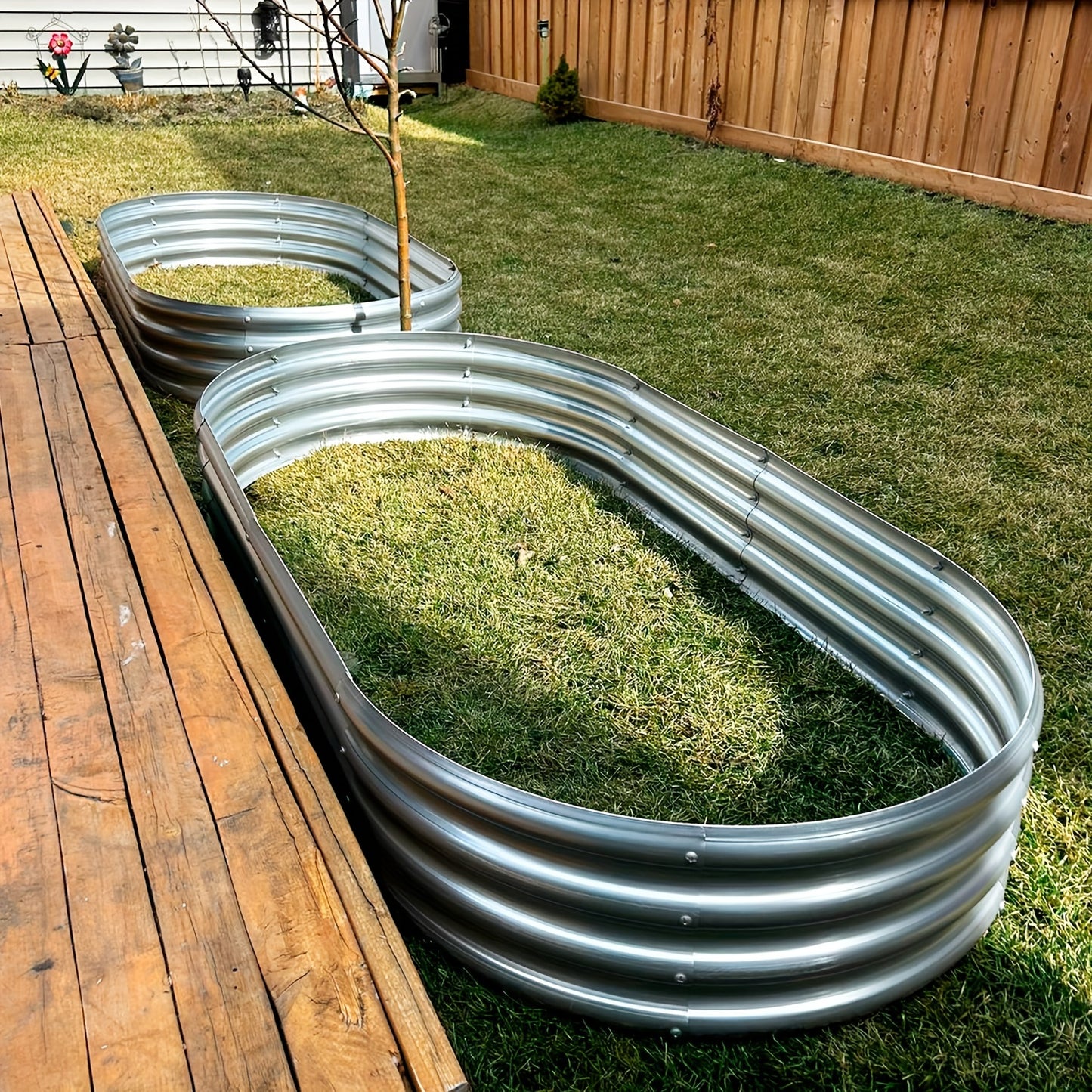 Galvanized Metal Raised Garden Bed 6x3x1 ft 2-Pack – Thickened Steel Outdoor Planter Box with Curved Structure, Open Bottom & Rust-Resistant Finish for Vegetables, Herbs & Flowers – 180x90x29 cm Garden Kit