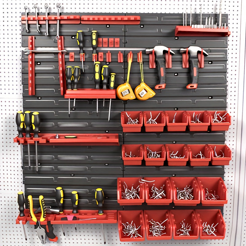 Wall-Mounted Garage Storage Rack System 18-98 Jars – Heavy-Duty Small Parts Organizer for Screws Nuts Bolts Nails, Workshop Shelf, Easy Install, Multiple Configurations, Canada