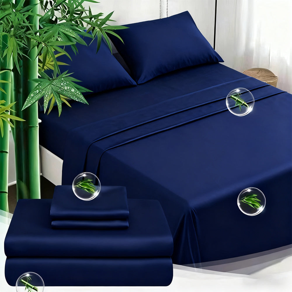 2100TC Bamboo Bed Sheet Set 3/4pcs – Ultra-Soft Breathable Cooling Sheets, Deep Pocket Up to 16", Perfect for Hot Sleepers – Luxury Hotel-Quality Bedding for Kids & Adults