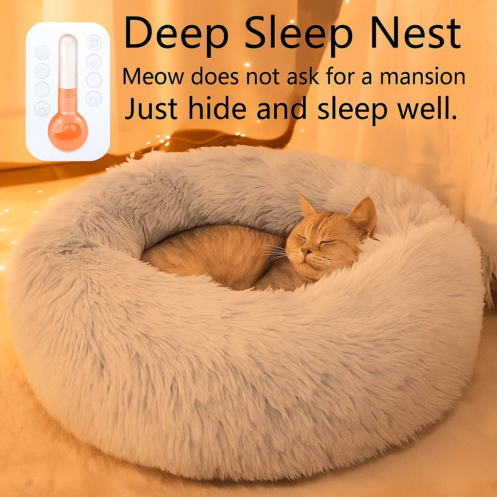 Donut Pet Bed Luxury Round Calming Bed for Dogs & Cats – Thickened Plush Nap Pad for Small, Medium & Large Pets, All-Season Indoor & Outdoor Use