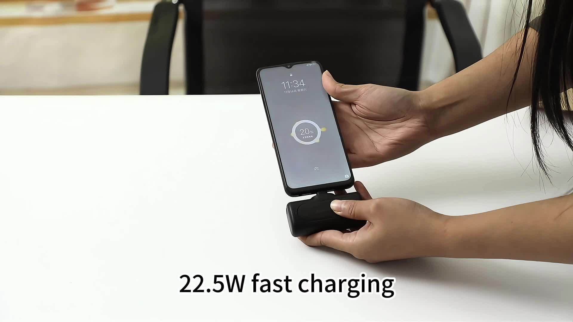 22.5W Quick Charge, 5000Mah Compact Power Bank, USB-C Mobile Energy, Compatible with All Devices, USB Type-C, Dual Charging Mode, Rechargeable Lithium Polymer Battery, Suitable for Iphone 16/15 Series And Android Phones