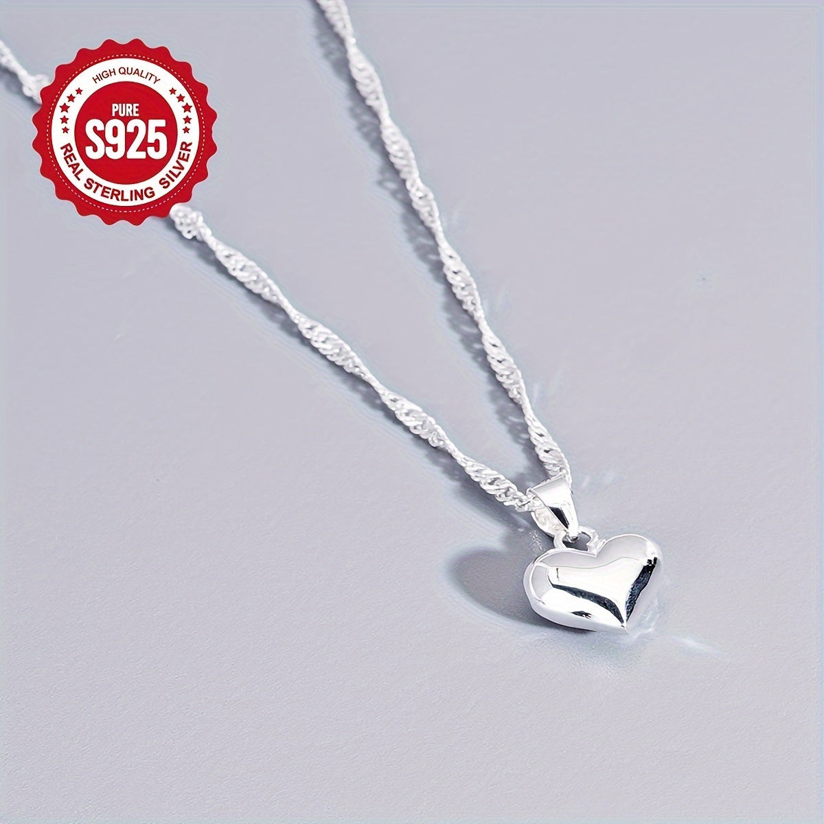 1pc S925 Sterling Silver Necklace Featuring a Heart-Shaped Pendant - Long-Lasting, Safe for Sensitive Skin, And Free of Nickel, Perfect for Everyday Use And a Great Present for Dear Ones