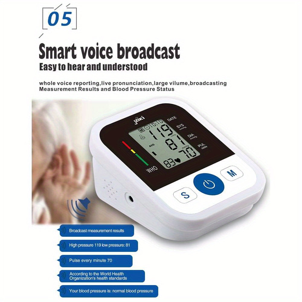 Automatic Upper Arm Blood Pressure Monitor with Smart Voice Broadcast, 2 Users, 99 Memory Storage, USB/ Battery Powered, Ideal for Pregnancy and Family Use, Nurse Accessories | Modern Health Monitor | Durable Medical Device