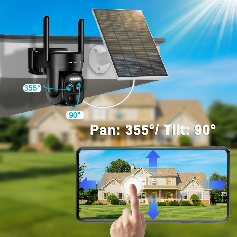 Outdoor 360° with PTZ (Pan/Tilt/Zoom), Color Night Vision, Spotlight Alarm, Motion Detection, Two-Way Audio,, App-Controlled Battery- Cam Suitable for /Outdoor Use