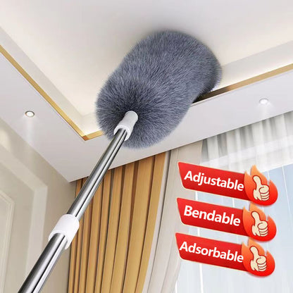 Extendable Microfiber Duster with Bendable Head – Washable & Reusable Dusting Brush for High Ceilings, Ceiling Fans, Furniture & Cars, Adjustable Cleaning Tool for Home