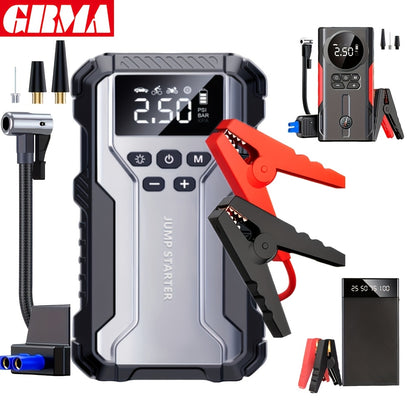 2000mAh Portable Wireless Car Jump Starter, 12V Emergency Battery Booster for 8.0L Gas & 1.72 Gal Diesel Engines, USB In/Out Charging, LED Emergency Light – Compact Vehicle Emergency Tool