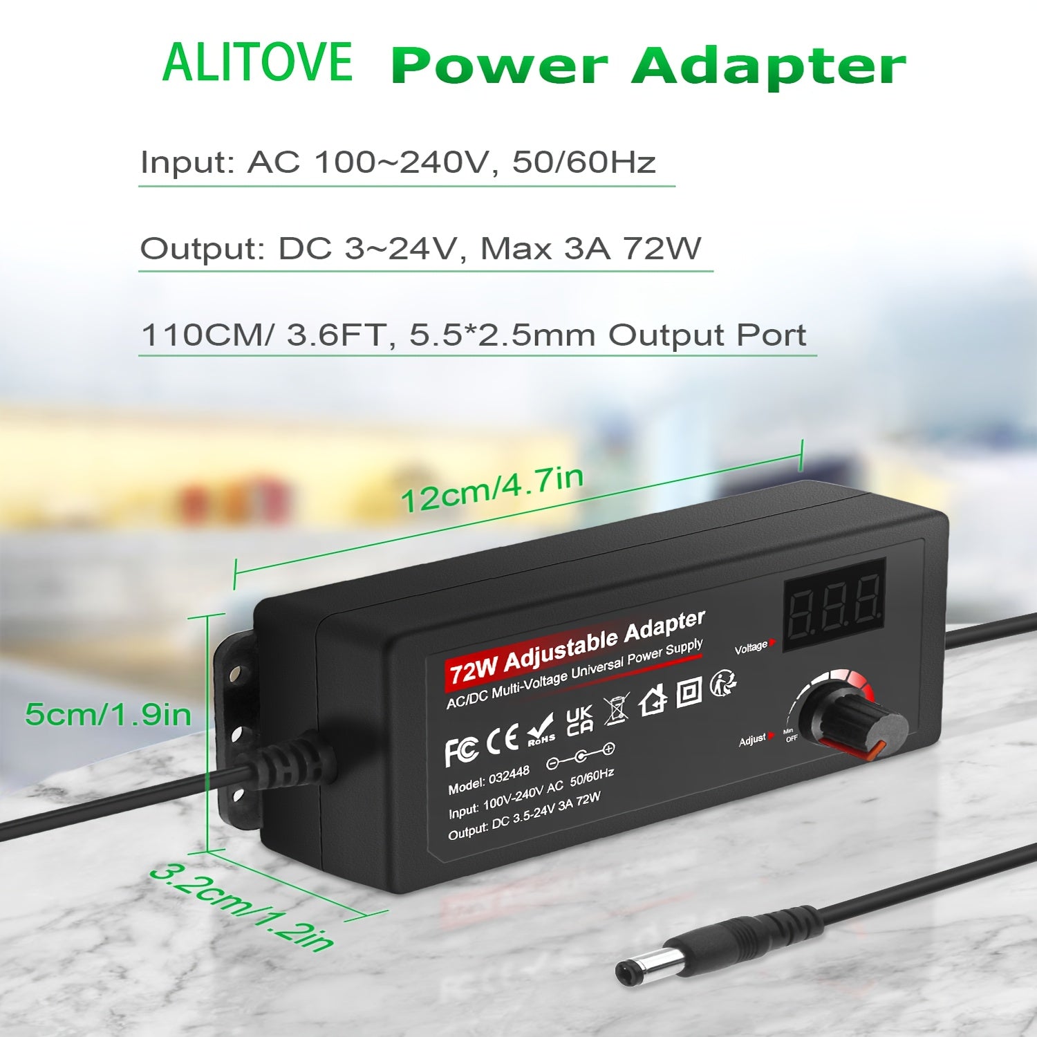 Adjustable DC Power Supply Adapter 72W 3-24V with LCD Display – AC 100-240V to DC Knob-Adjustable Power Adapter, 14 Connector Tips, Polarity Converter, for LED Strips, Routers, Smart Devices Canada