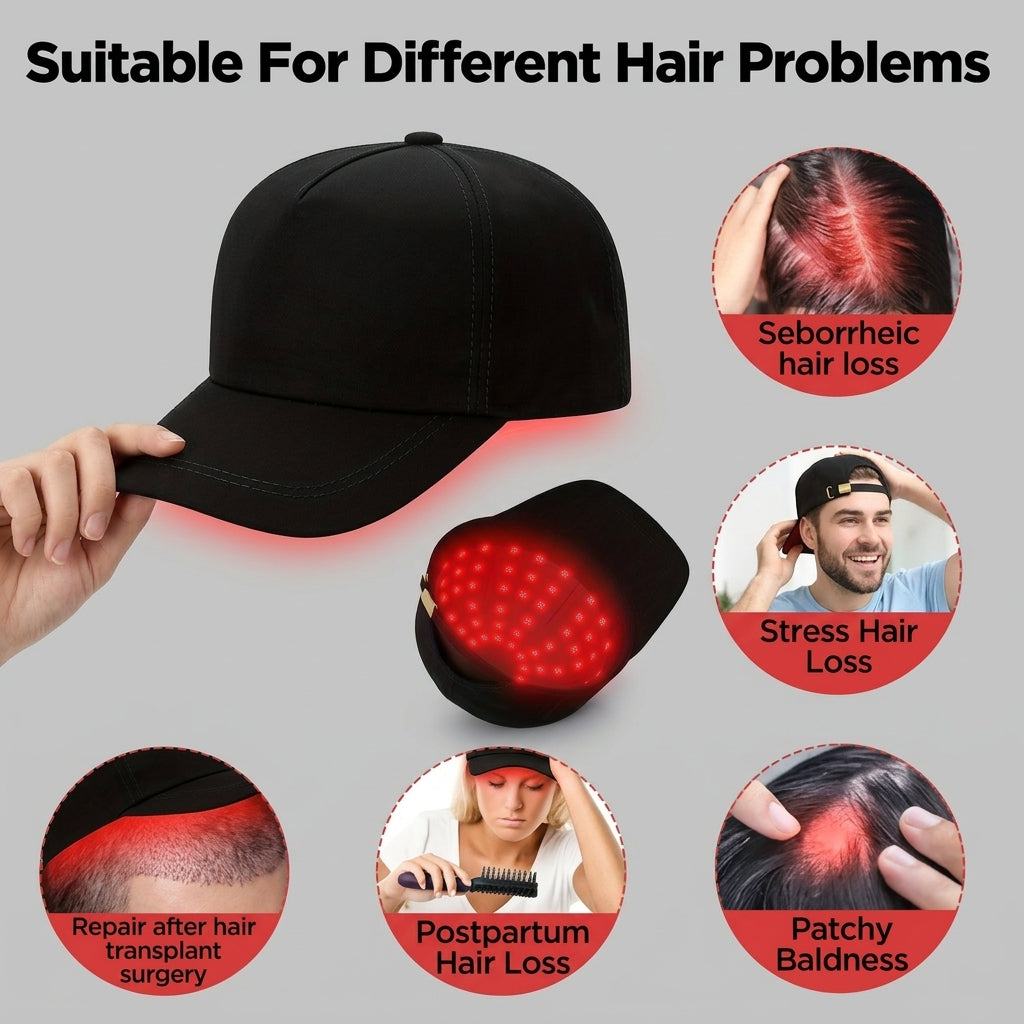Red Light Therapy Cap for Hair Growth – 70 LEDs 660nm & 850nm Infrared 440nm Blue Light, 4 Modes Scalp Stimulator Hat, Anti Hair Loss Regrowth Device for Men & Women