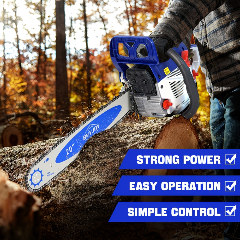 High Performance 20 Inch Gasoline Chainsaw: Designed for Versatility And Strength, Perfect for Various Outdoor Tasks. Provides Cordless Operation And Has The Power to Handle Heavy Cutting Operations