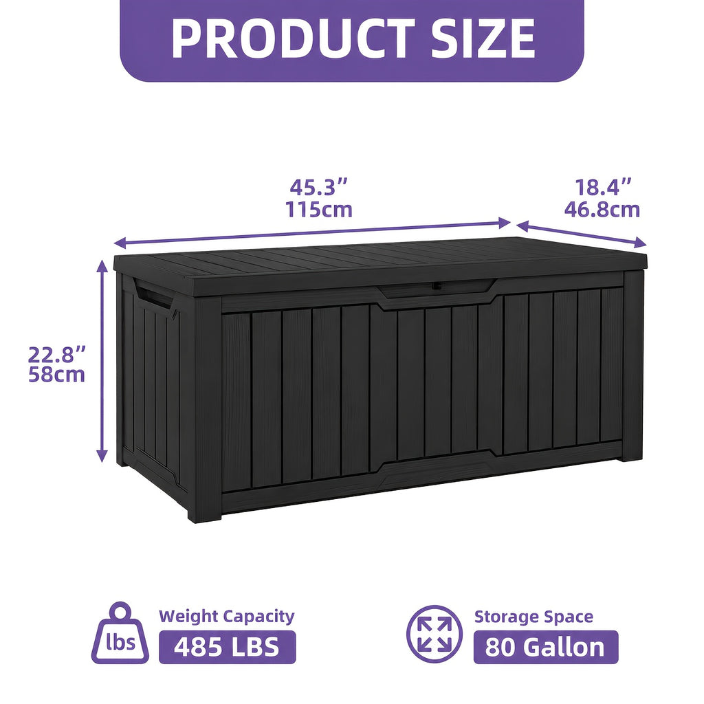 DWVO 51/80/150/180 Gallon Outdoor Storage Box, Waterproof Resin Deck Box, Patio Poolside Table And Bench, Weatherproof Storage Organizer for Garden Tools, Pool Supplies, Patio Additions