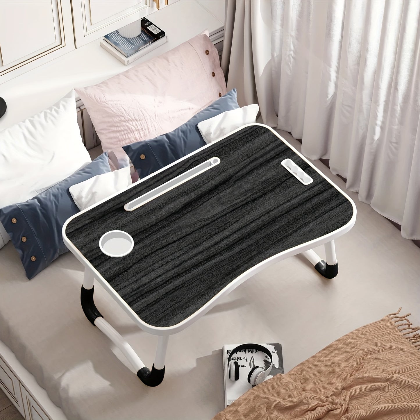 Extra Large Portable Laptop Folding Desk – Adjustable Bed Table Tray Stand for Reading, Writing & Eating on Bed, Sofa or Floor, Sturdy No-Assembly Study Table, Perfect Holiday Gift
