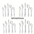 Mirror Polished Flatware Set 20pcs – Stainless Steel Silverware Cutlery Service for 4, Includes Knives, Forks & Spoons, Dishwasher Safe, Modern Tableware for Dining, Parties & Gifts