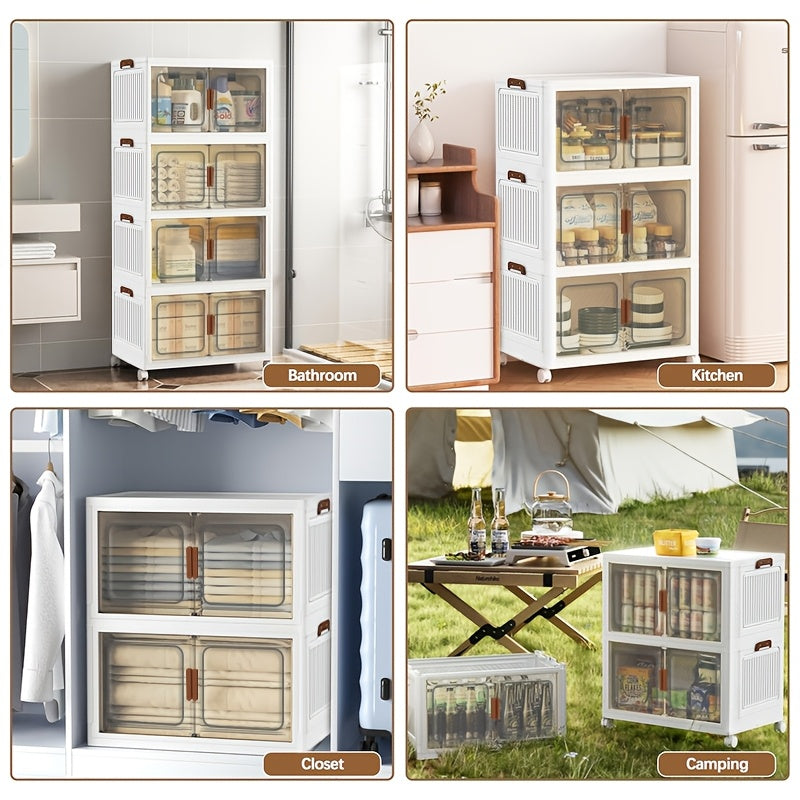 2/ 3/ 4/ 5-layer Home Decorations Display Rack Big Capacity Storage Cabinet Plastic Foldable Shoe Shelf Collapsible Clear Shoe Boxes Stackable with Door Easy Assembly Living Room Stuff