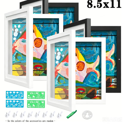 Kids Art Frames Front Opening Changeable – Children Artwork Storage Display Frame Holds 50 Pieces for Wall, Set of 2 or 4 (Drawings, Crafts & Art Projects)