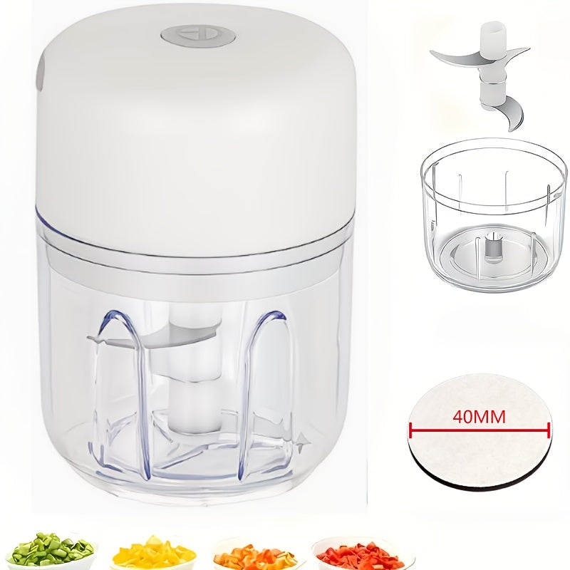 Electric Garlic Chopper Rechargeable Mini Food Chopper 8.45oz – Portable Garlic Mincer for Garlic, Chili, Onion, Meat & Nuts, USB Rechargeable Kitchen Gadget with Bonus Fridge Magnet, Green or White