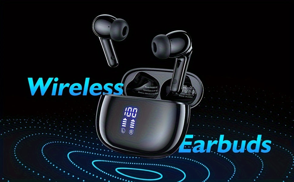 Bluetooth Earbuds, 40Hrs with Charging Case V5.3 Touch Control Ear Buds Hi-Fi Stereo with ENC Noise Cancelling Mic, LED Power Display Charging Case Stereo Bass Earphones Clear Call Earphones for Sports Workout
